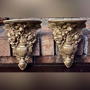 Vintage Syroco Floral Rose Wall Sconces